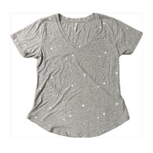 💕 Women’s Z Supply heather gray w/white star print modern v-neck medium t-shirt